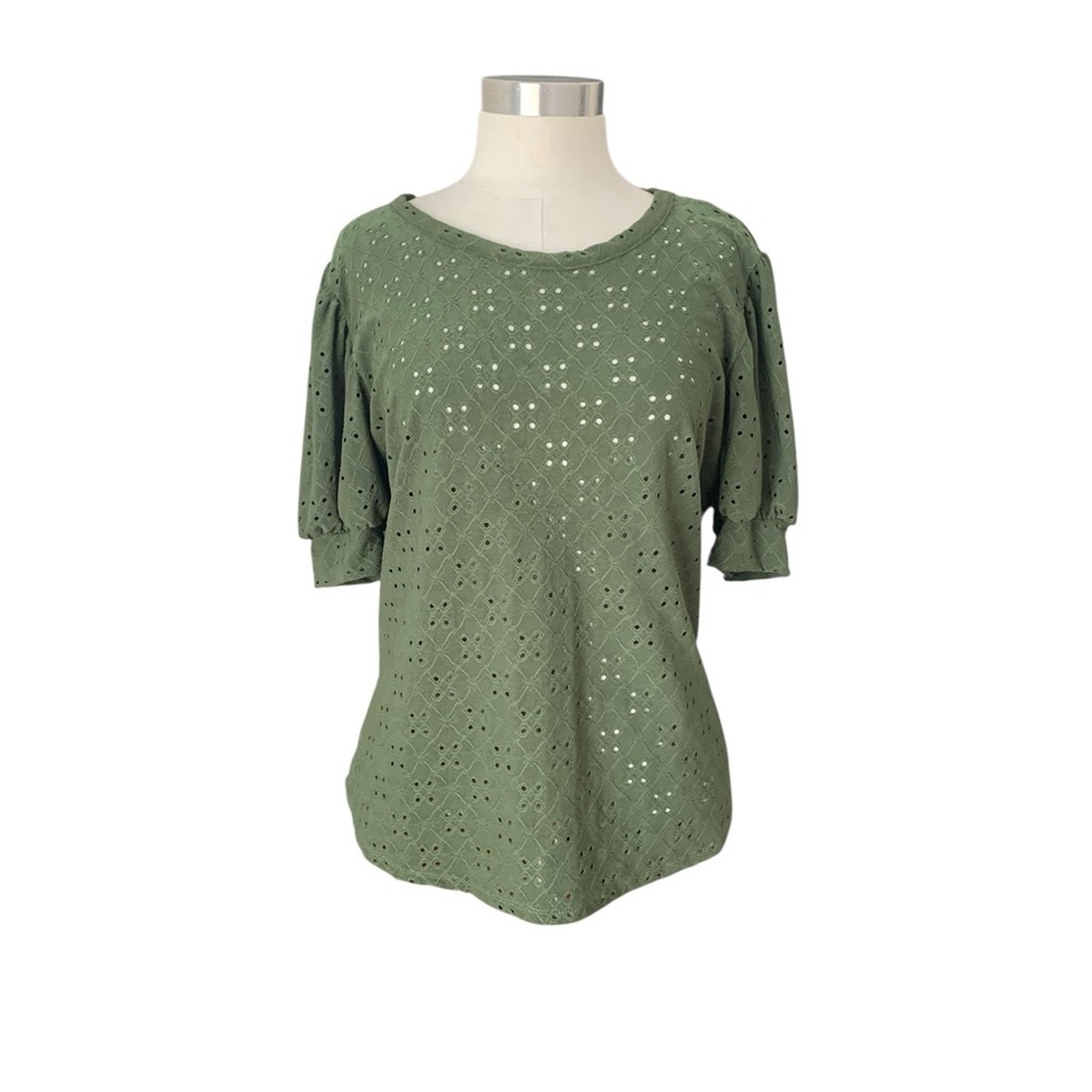 Kim & Cami green eyelet top